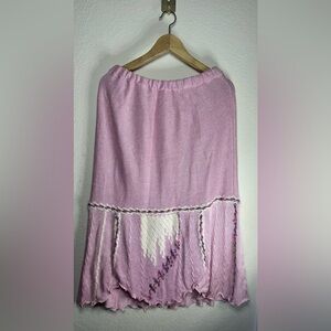 Vintage Soft Pink Maxi Skirt with Braided Accent